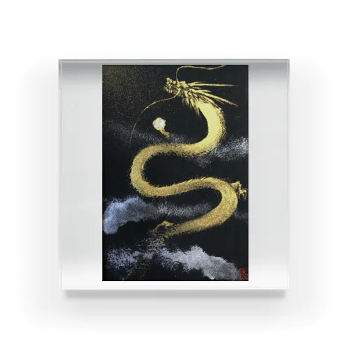 開運　金の上昇龍 Acrylic Block