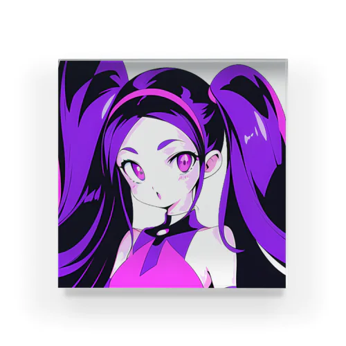紫色の髪のレトロガール Acrylic Block