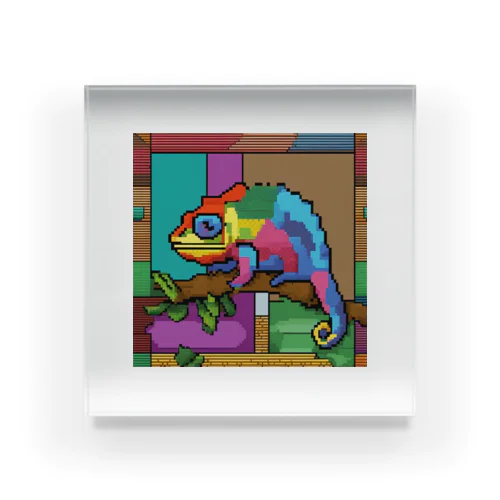 カラフルドット絵カメレオン Acrylic Block