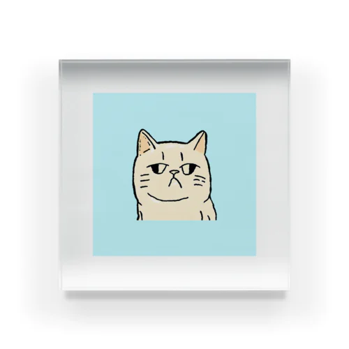ふてくされたネコくん(水色) Acrylic Block
