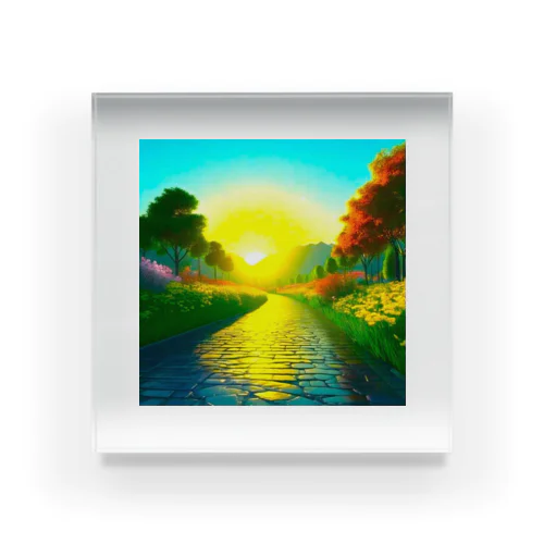 雨に濡れた石畳 Acrylic Block