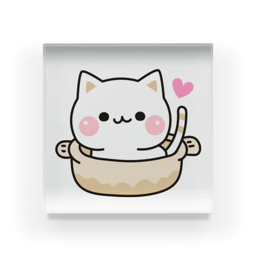 気づかいのできるネコ　ねこ鍋 Acrylic Block