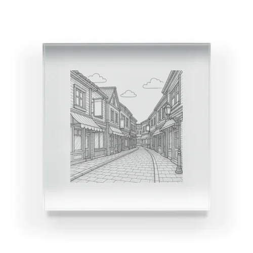 クラシック商店街 – 静かな午後のストリート Acrylic Block