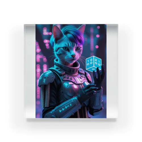 量子の選択猫 Quantum Choice Cat Acrylic Block