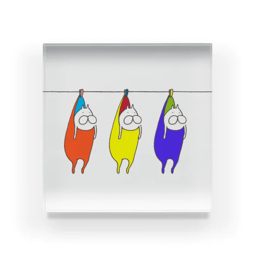 ねこタイツの洗濯 サイケデリック Acrylic Block