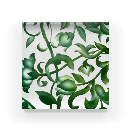 green flowers 緑の花唐草 Acrylic Block