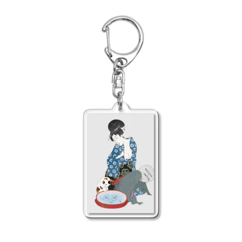 猫と金魚 Acrylic Key Chain