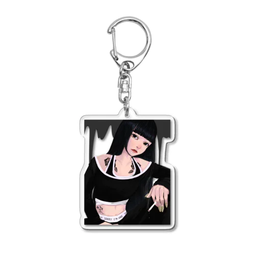 Black Rose Acrylic Key Chain