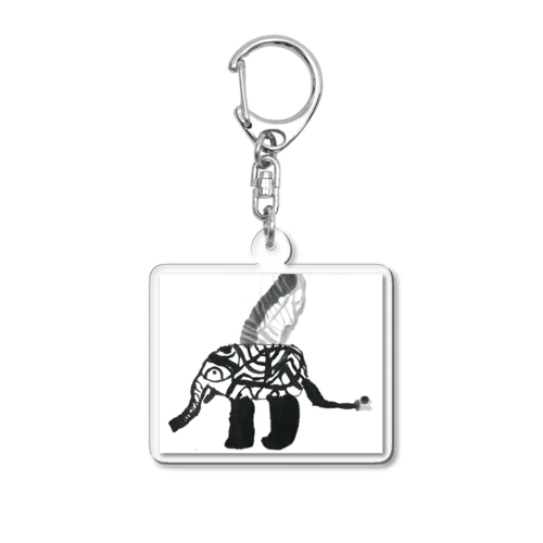 息子作水墨画のゾウ Acrylic Key Chain