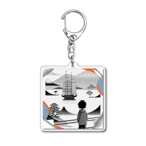 【リトル北斎まっけん坊や】の夢物語今後の予定Tシャツ Acrylic Key Chain