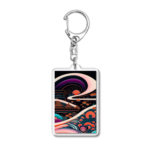 レトロでエモい"lofiアート"【浮世絵サイバーパンクシティ】 Acrylic Key Chain