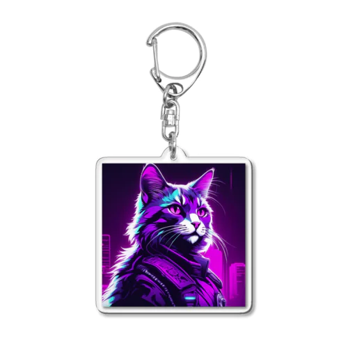ROCKYCAT　ガラス越し Acrylic Key Chain