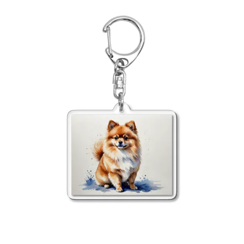 ポメラニアン　Pomeranian　水彩画風 Acrylic Key Chain
