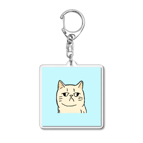 ふてくされたネコくん(水色) Acrylic Key Chain