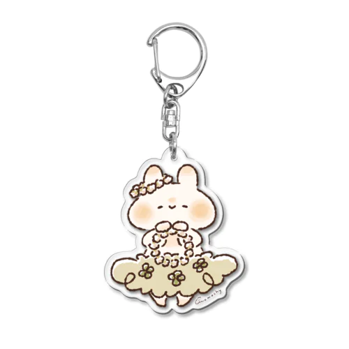しろつめくさのはなかんむりとうさぎ Acrylic Key Chain