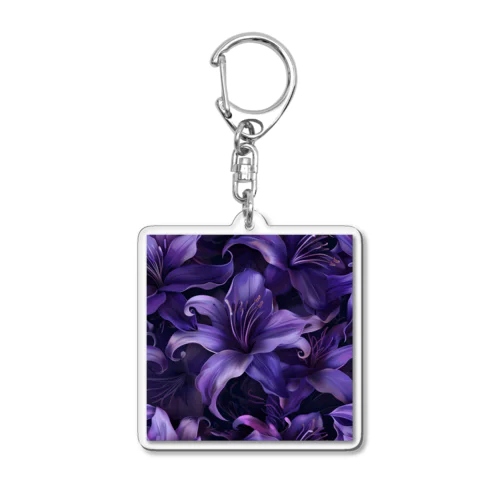 神秘的　夜に咲く紫色のムーンリリー　イラスト Acrylic Key Chain
