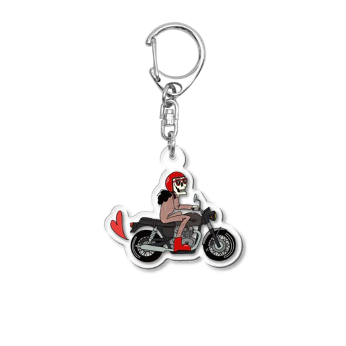 バイク乗りガイコツさん Acrylic Key Chain