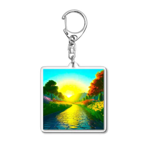 雨に濡れた石畳 Acrylic Key Chain