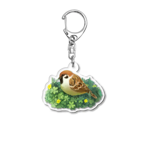 スズメとカタバミ Acrylic Key Chain