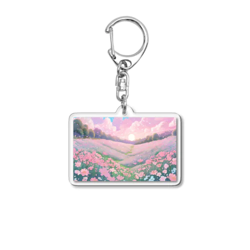 夢咲くピンクの丘 Acrylic Key Chain