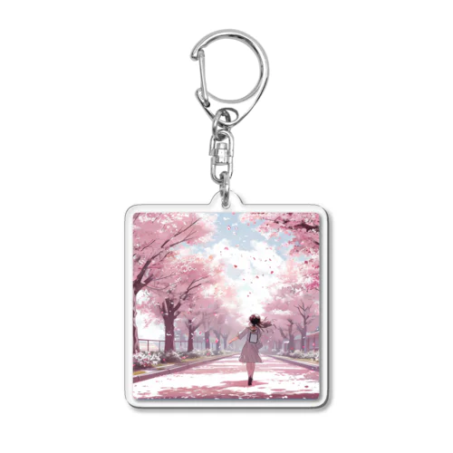 風に舞う桜の小道 Acrylic Key Chain
