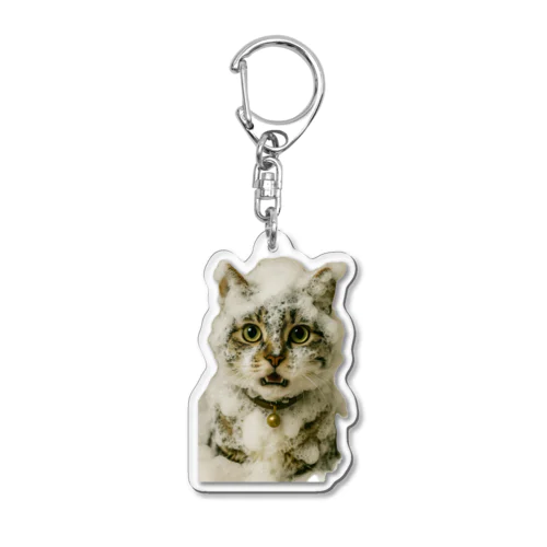 キジシロ猫の虎徹くん(リアル泡まみれ) Acrylic Key Chain