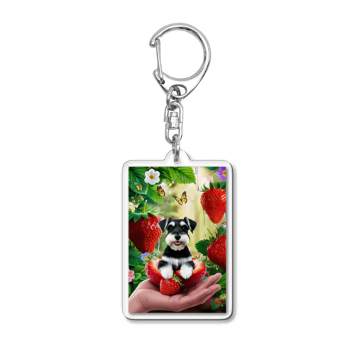 イチゴとシュナウザーの可愛さ！ Acrylic Key Chain