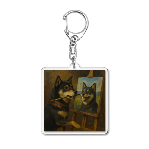 黒柴の自画像 Acrylic Key Chain