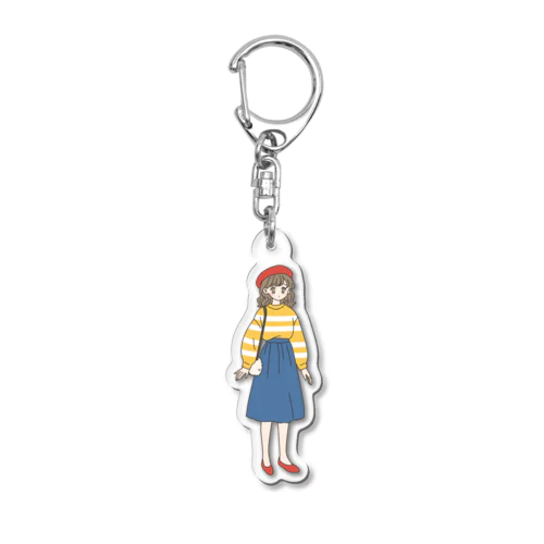 おでかけ女の子 Acrylic Key Chain