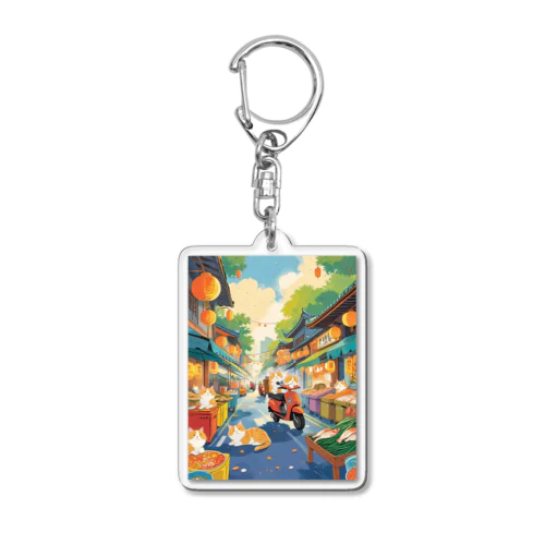 台湾猫と、いつもの街角 Acrylic Key Chain
