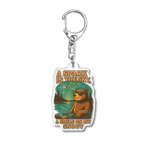 花火を楽しむクマ Spark in the Sky Acrylic Key Chain