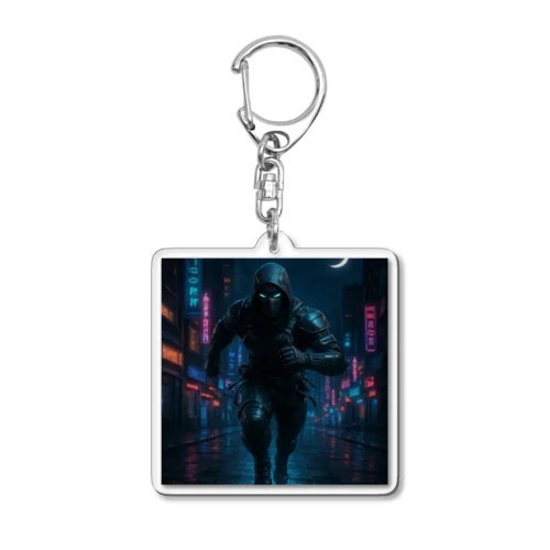 ネオン街を疾走するニンジャ Acrylic Key Chain