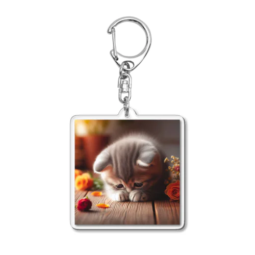 花瓶を倒して意気消沈のこにゃんこ Acrylic Key Chain