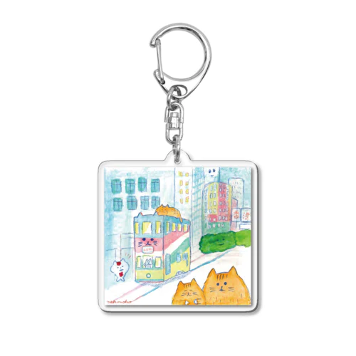 香港の猫トラム Acrylic Key Chain