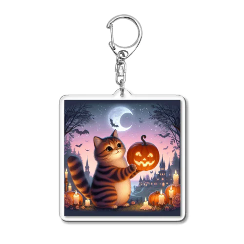 ハロウィンに参加したい猫 Acrylic Key Chain