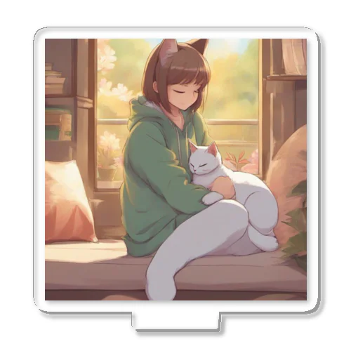 ぬくもりの時間 - 膝の上でくつろぐ猫 - Acrylic Stand