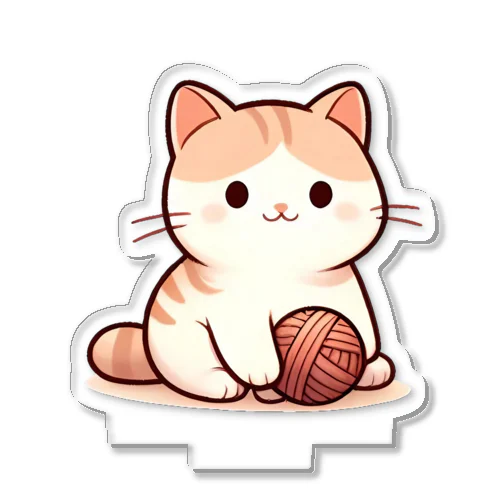 ふわふわの愛らしい猫ちゃんと毛糸玉 Acrylic Stand