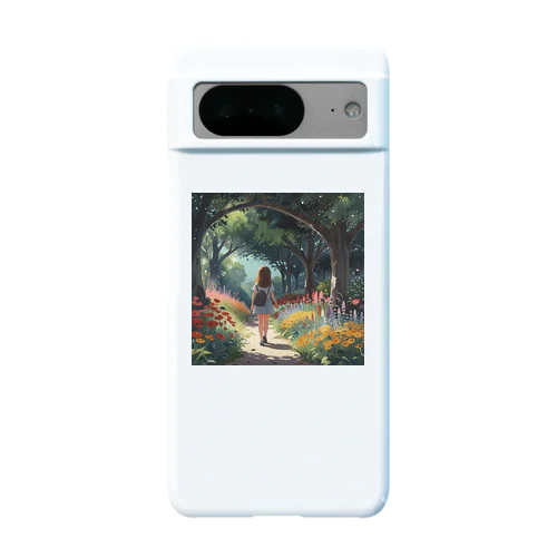 花のトンネルをくぐる女の子　猫と出会う前の旅 Android Smartphone Case