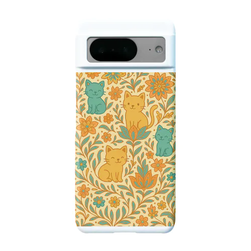 バティックキャット - バティックフローラル Android Smartphone Case