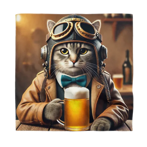 ビールだ、野良猫教授 Bandana