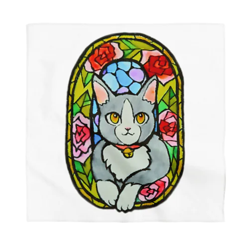 ハチワレにゃんこのステンドグラス Bandana