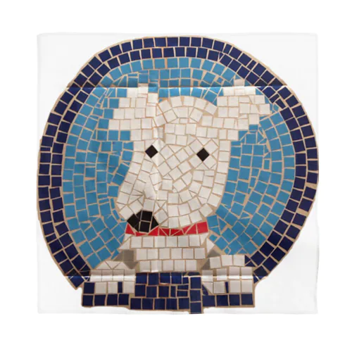 白い犬のタイルアート Bandana
