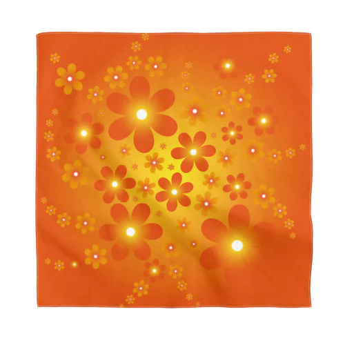 Flower Line E Orenge Bandana