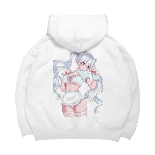 necochan(白×水色)(背景透過) Big Hoodie