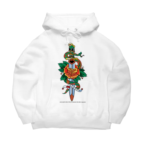 蛇と薔薇のダガータトゥーデザイン Big Hoodie