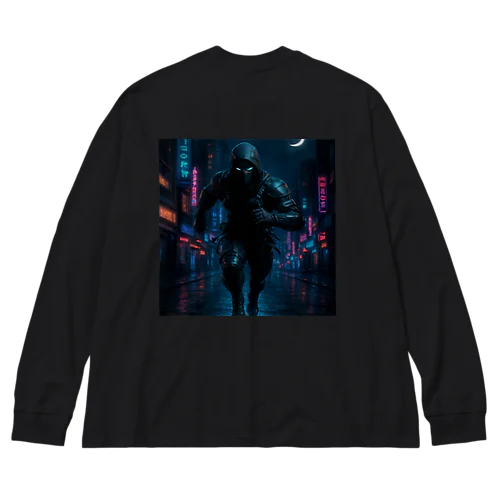 ネオン街を疾走するニンジャ Big Long Sleeve T-Shirt
