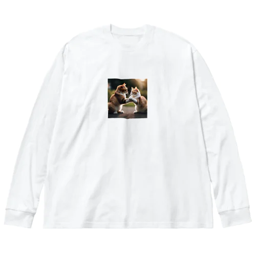 戯れる猫 Big Long Sleeve T-Shirt