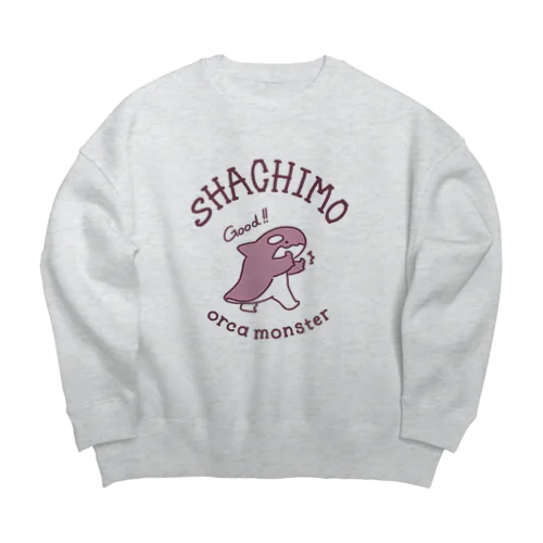 グッドシャチモの古着風スウェット(前面プリント) Big Crew Neck Sweatshirt
