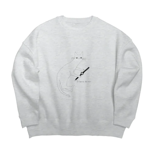 ネコと時計 Big Crew Neck Sweatshirt
