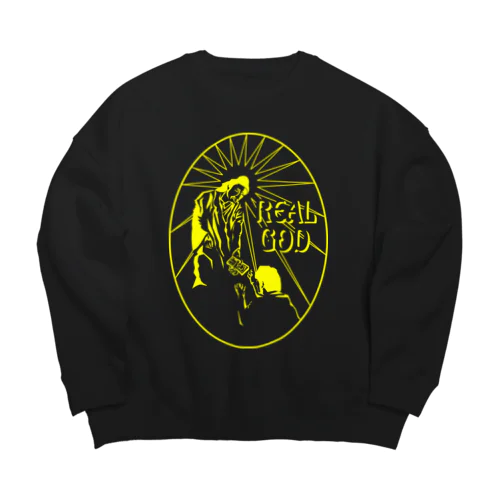 Real God1 h.t.(黄色) Big Crew Neck Sweatshirt